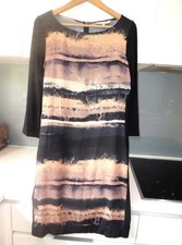 DAMSEL IN A DRESS black pastel pink cream STRIPED ABSTRACT dress Size 14