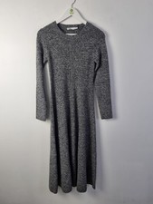 Zara Crew Neck Grey Knit Midi Jumper Dress Size S Long Sleeve NEW F2
