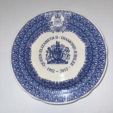 QUEEN ELIZABETH II SPODE DIAMOND JUBILEE PLATE1952-2012 BLUE ROOM COLLECTION NEW