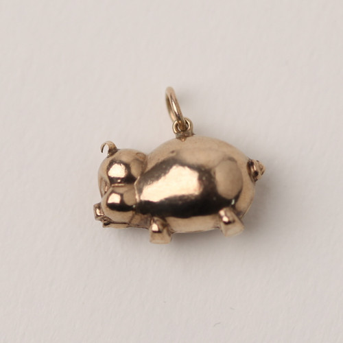 9ct gold vintage hollow pig - vintage,
