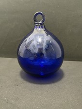 Vintage Glass Cobalt Blue Witches Ball 14cm