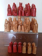 Vintage Isle of Lewis Chess Set - Red & Ivory 