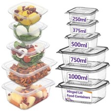 Hinged Lid Food Containers Clear Salad Snack Box Tub Deli Takeaway Pot Plastic