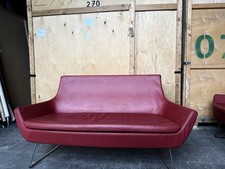 Swedese Happy Two-seaters Red Leather Sofa