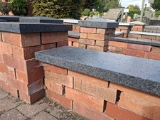 Wall Copings, Natural Black Granite Brick Wall Copings: 600x225x40mm