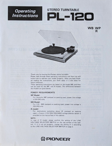 Pioneer 120 stereo - pl-120,