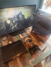 Boxed PlayStation 3 PS3 Super slim 500gb + 1 Controller + 1 Game Tested Working