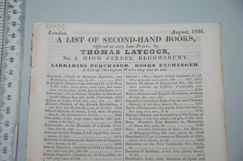 1836 london bookseller - 1836.,