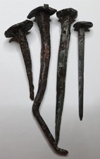 Ancient Late ROMAN Medieval Iron NAIL 4x Large Authentic RESTORED 300 500 AD N05