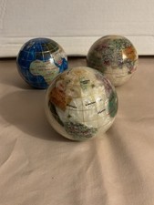 Unique Art Gemstone Globe World Earth Sphere Paperweight Bahama blue pearl