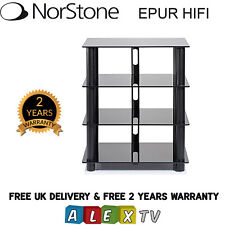Norstone EPUR 4 HiFi Rack Brushed Metal Hi-Fi Unit with 4 Black Glass Shelves