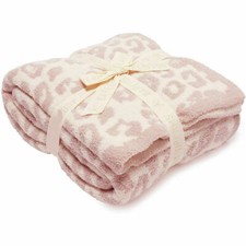 Newest Barefoot Blanket Leopard Print Barefoot Throw Stone Cream Soft Blanket