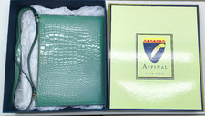 Aspinal of London mint green leather croc shine crossbody clutch bag new & boxed