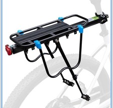 Bike Rack, Aluminium Rear Bike Rack, Bicycle Carrier with Reflector, Black