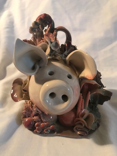 Vintage ornate ceramic - , pig