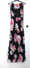 J Taylor black floral cowl neck long dress size 10 fit + flare lined side splits