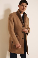 Brand New Moss Bros Camel Beige Brown Overcoat Size L RRP 249