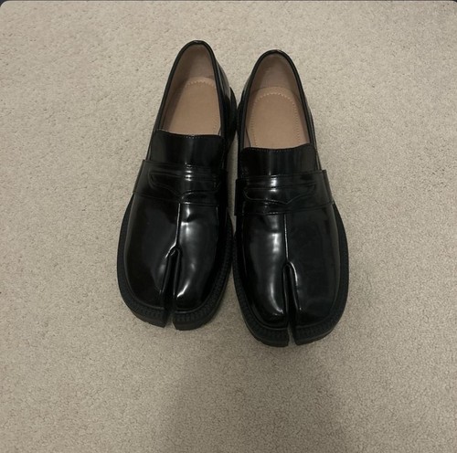 Black split toe tabi leather - black,