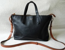 Radley Leather Black Brown Large Shoulder Crossbody Grab Bag 37x26cm Read Descri