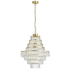 Chandelier Presley 8 Tier Glass Crystal Brass Ceiling Pendant Light Fixture