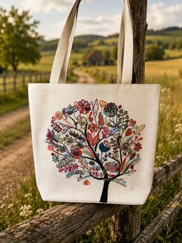 Tote bag tree - woven, pattern