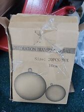 20 CLEAR PLASTIC FILLABLE ROUND BAUBLES 10CM FAVOURS CHRISTMAS DECORATION GIFTS