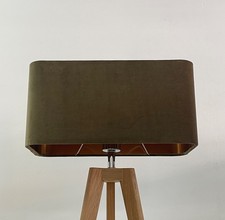 Lampshade Olive Green Velvet Brushed Copper Rounded Rectangle Light Shade