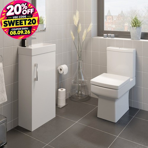 White bathroom suite cloakroom - white,