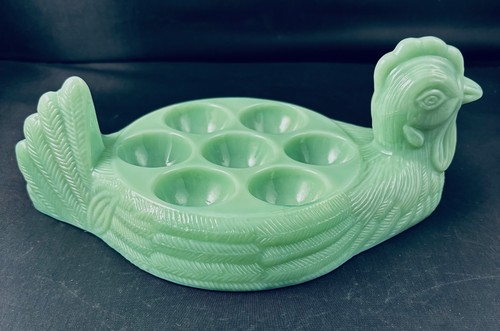 Jadeite green glass - glass, hen
