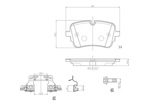 Brembo rear brake pad set - brembo, for