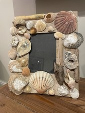 Shell Seaside Beach  Wood Picture Photo  10 X 13 inches frame  17 x 12 cm photo 