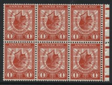 1929 1d SCARLET POSTAL UNION CONGRESS U/MINT BOOKLET PANE OF SIX SG 435bw
