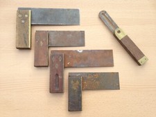 Wooden Set Try Squares Bevel Edge Try Square Hardwood Brass x 5 * RESTORATION *