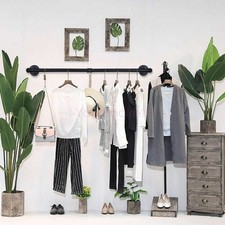 184 CM Industrial Pipe Clothing Rack Wall Mounted Clothes Rail Hanging Rack UK