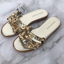 ZARA GOLD FLAT BEADED SLIDE