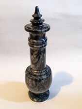 Vintage Mid 20th C Black Marble Tall Decanter / Bottle with Lid 11"