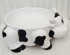 Vintage Novelty Mooing Cow Snack Bowl.Fun-Damental Too.1996.White plastic.
