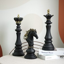 Black White Chess Pieces Decorative Set Table Ornament