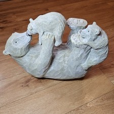NEXT Large Bear Mother & Cubs Resin Ornament Carved/chiselled wood effect