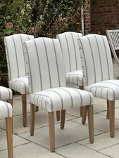 Neptune Sheldrake Chairs x 6 Newly Upholstered In Romo Fabric Off White/Taupe