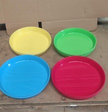 Set of 16 multi coloured plastic plates