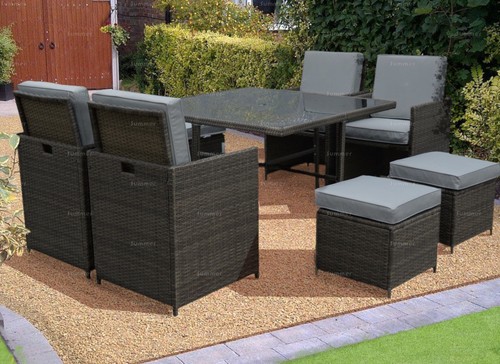 Seat rattan cube set - 8, outdoor