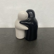 Hugging Ghost couple Salt and Pepper pots Ceramic Black & White