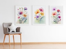 Set of 3 Watercolour Flowers