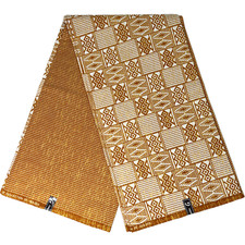 Kente Gold Embellished African Fabric Print 6 Yards 100% Cotton Brown Material