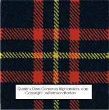 WW2 British Army Queens Own Cameron Highlanders, tartan TOS Badge patch