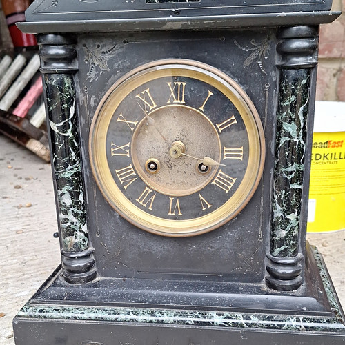 Black green mantel clock - &,