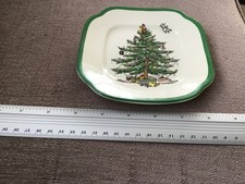 NEW SPODE CHRISTMAS TREE SMALL SQUARE PLATE. 15cm.