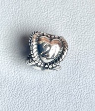 GENUINE PANDORA 21 st Birthday Anniversary Heart Bracelet Charm 925 Silver ALE
