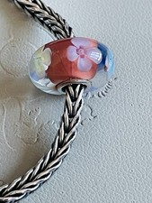 Trollbeads  OOAK  Unique Glass Bead with Flowers